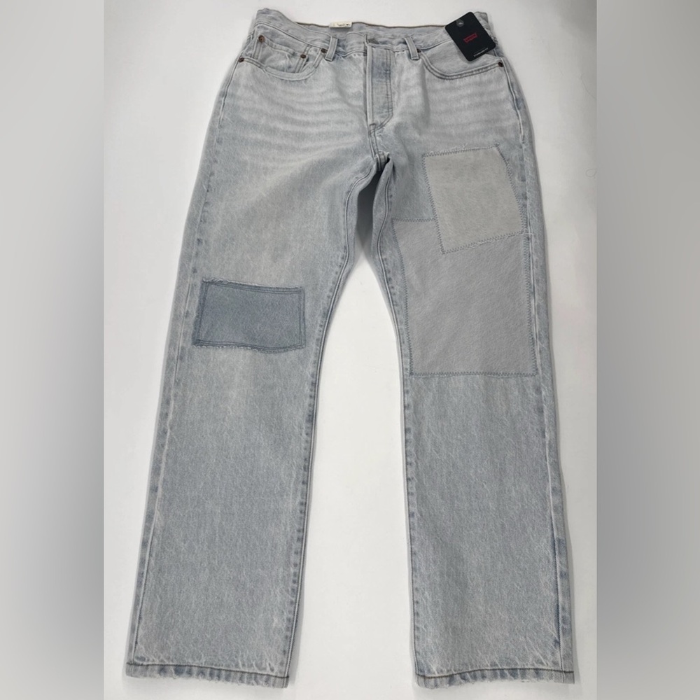 Levi's 501 Button Fly Jeans Mens 32x30 Acid Wash Patchwork Denim Standard NEW